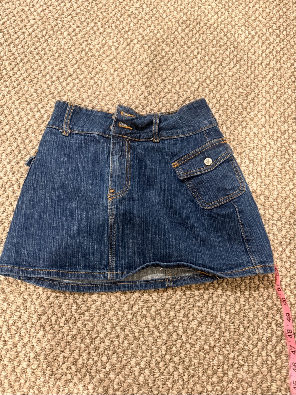 Brandy Melville Dark Blue Denim Mini Skirt with Side Flap Pocket